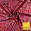 Cherry Red Fuchsia Ornate Damask Brocade Dress Fabric Metallic Fancy 58