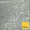 Silver Ornate Floral Outline Satin Metallic Brocade Dress Fabric Fancy 58