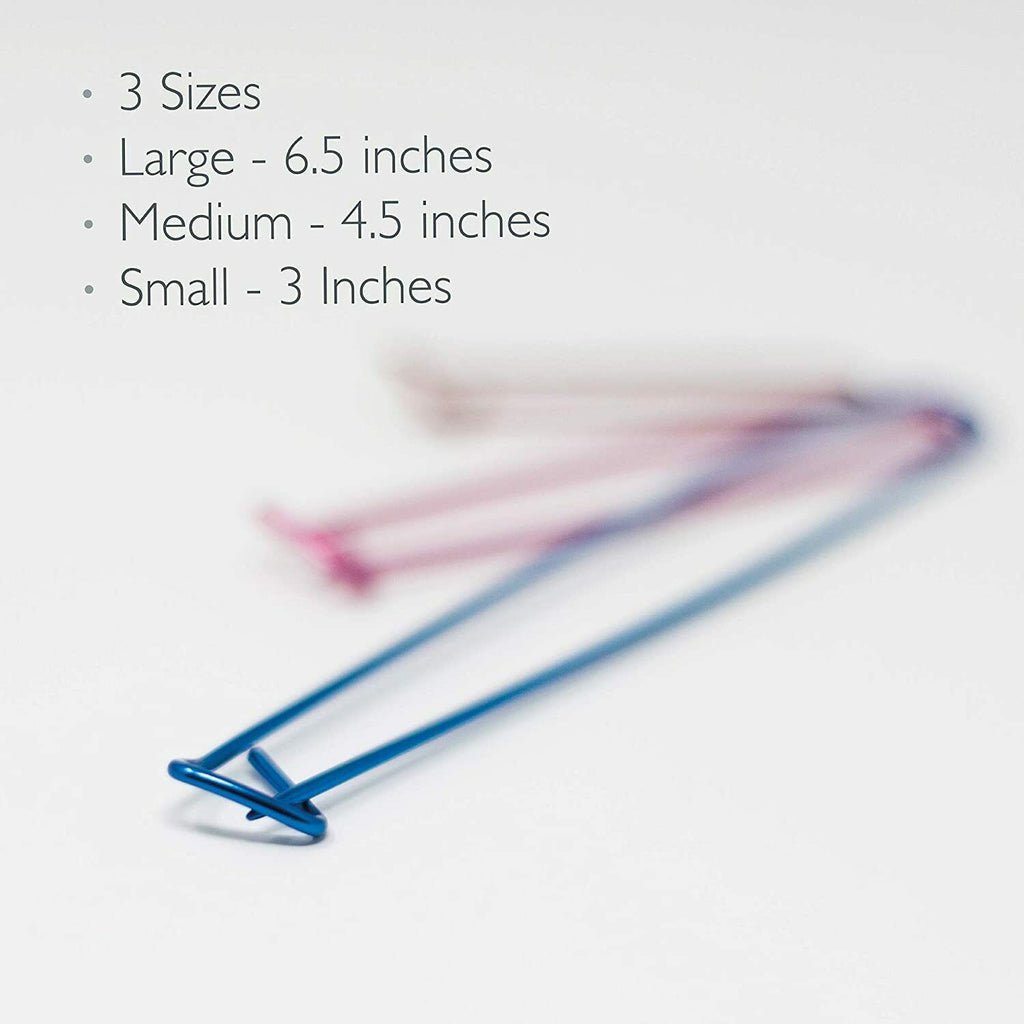 KORBOND 3 Piece Metal Stitch Holder Tool Set Knitting Sewing Crochet 180049