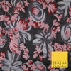 Dark Grey / Wine / Pink Artsy Floral Textured Brocade Jacquard Dress Fabric 6786