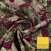 Magenta Pink Antique Gold Tropical Floral Dot Textured Brocade Dress Fabric 6846