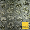 Grey Gold Metallic Gold Floral Pansy Textured Brocade Jacquard Dress Fabric 6851
