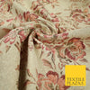 Dusty Pink Cream Ornate Mix Floral Swirls Metallic Textured Brocade Fabric 7173