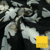 Black Falling Floral Pansy Metallic Gold Brocade Textured Organza Fabric 7174