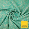 Mint Aqua Corded All Over Cluster Floral Roses Textured Brocade Fabric 7167