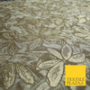 Toasted Beige Gold Vintage Leafy Leaves Metallic Textured Brocade Fabric 7151
