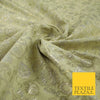 Pale Green Ornate Intense Vine Floral Metallic Textured Brocade Fabric 7144