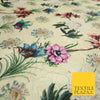 Cream Gold Floral Gardenia Digital Printed Corded Textured Brocade Fabric 7122