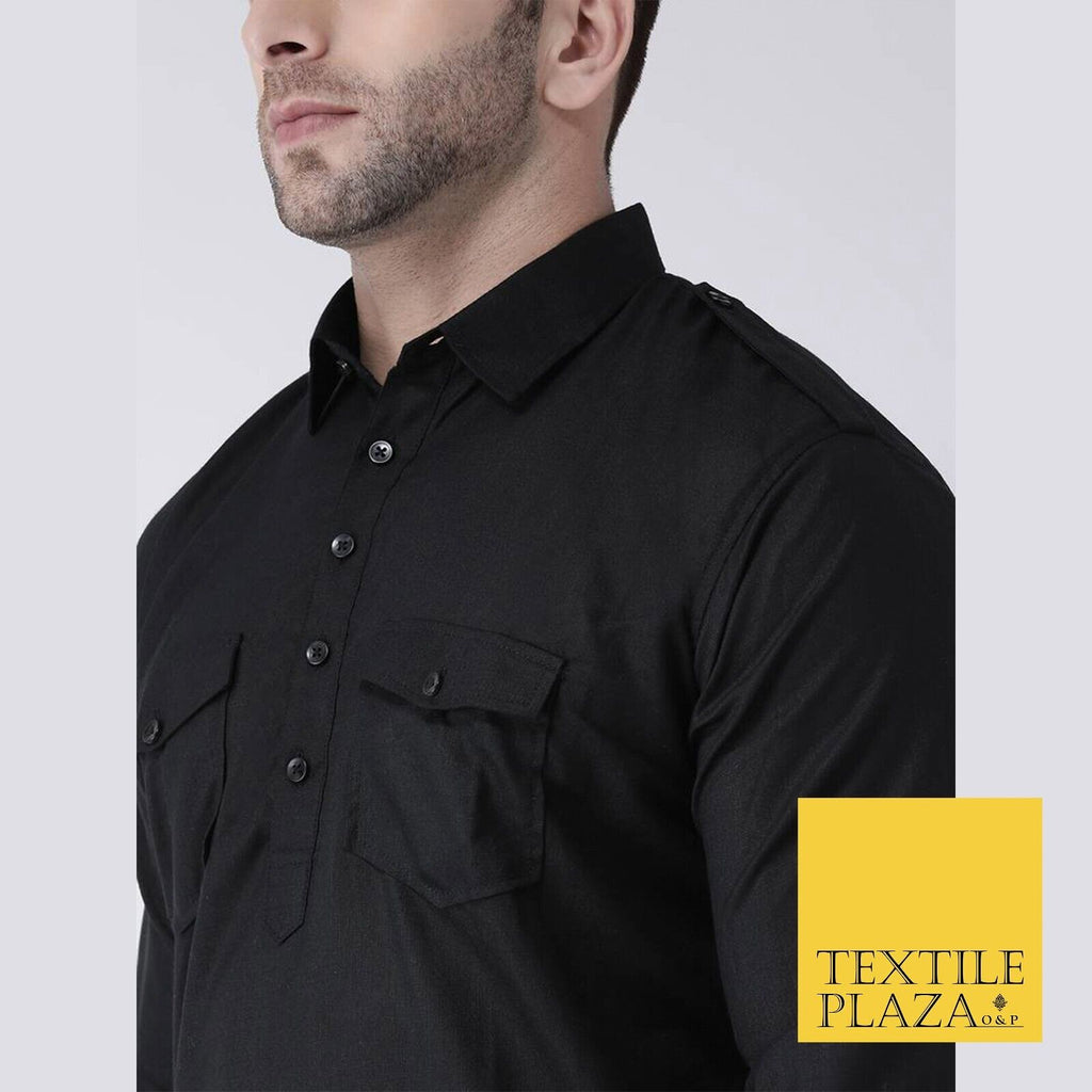 Mens Long Kurta Pajama Cotton Indian Punjabi Asian Clothing Shirt 4 COLOURS