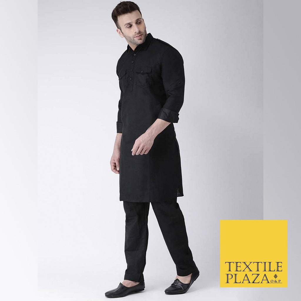 Mens Long Kurta Pajama Cotton Indian Punjabi Asian Clothing Shirt 4 COLOURS