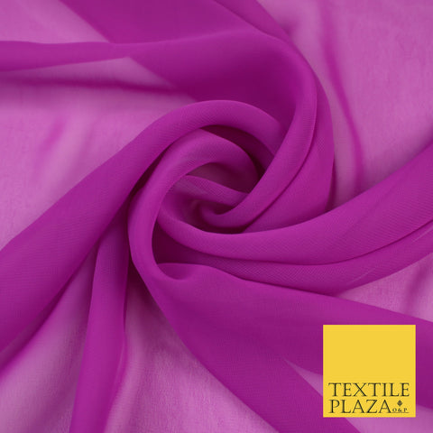 DEEP FUCHSIA PINK Premium Plain Dyed Chiffon Fine Soft Georgette Sheer Dress Fabric 8315