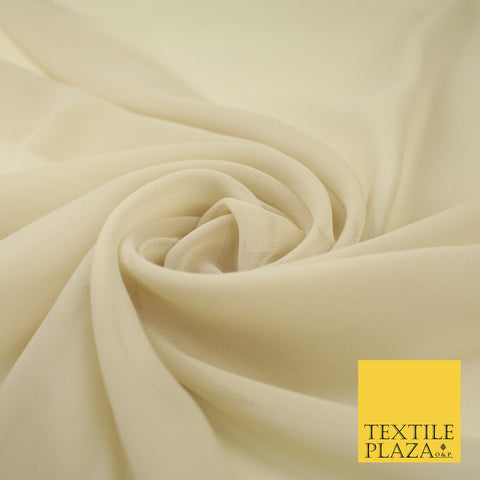 OFF WHITE Premium Plain Dyed Chiffon Fine Soft Georgette Sheer Dress Fabric 8275