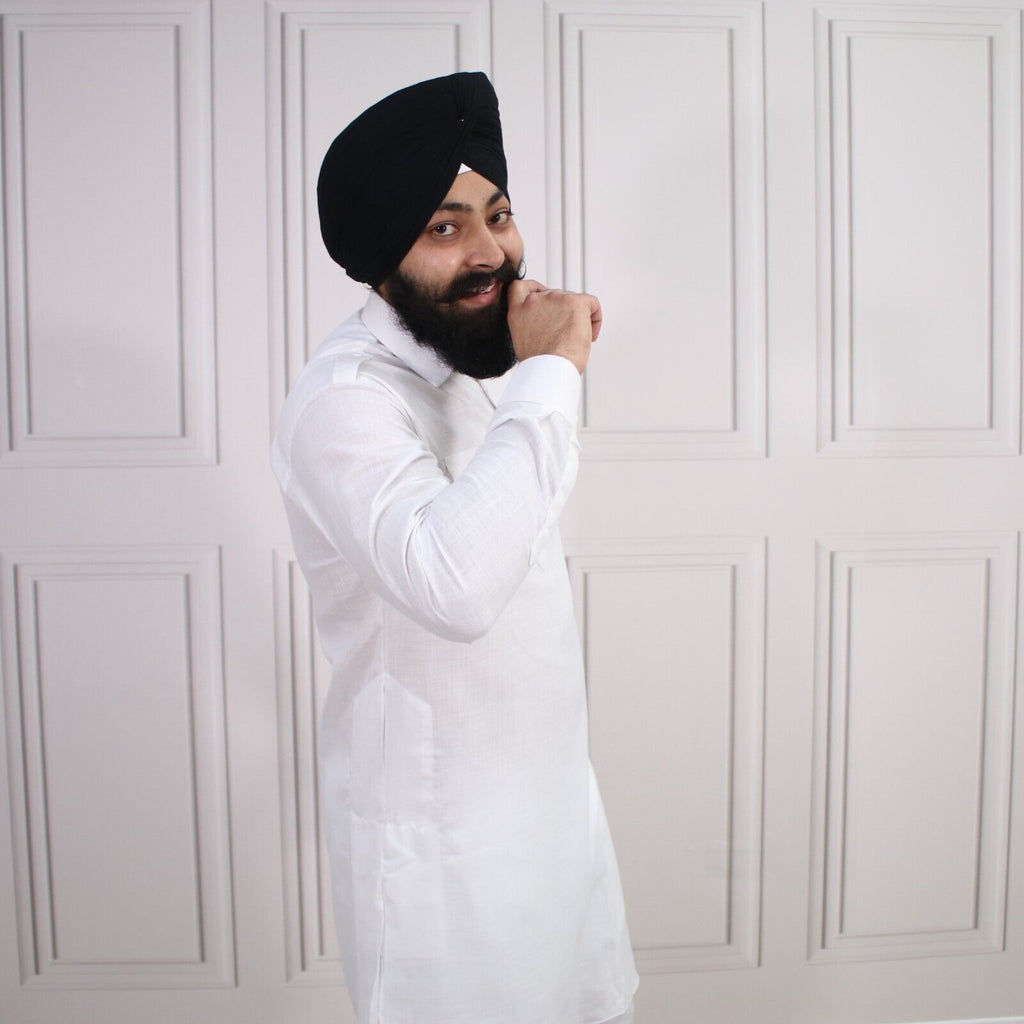 4 COLOURS - Mens Tab Kurta Pajama Cotton Indian Punjabi Asian Shirt Jago Sangeet