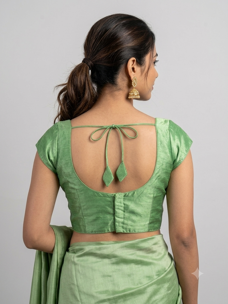 APPLE GREEN | FAUX RAW SILK | BLOUSE