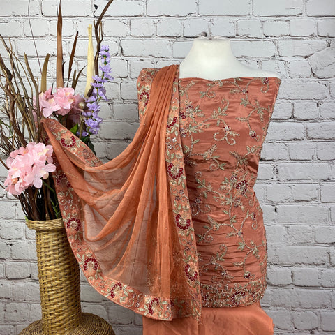 Unstitched Soft Chinnon Silk Suit  (A30)