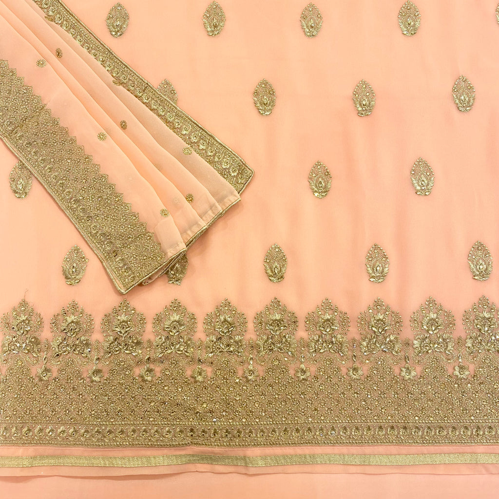 Georgette Suit with Flower Motif Threadwork Embroidery