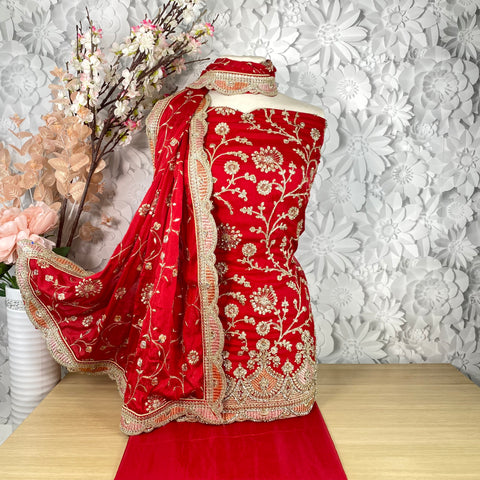 Faux Soft Silk Embroidered Suit (A51)