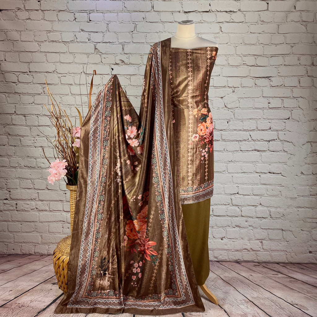 Designer Luxury Digital Velvet Print Suit (V12)