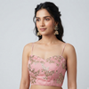 PINK | EMBROIDERED FAUX SILK | BLOUSE