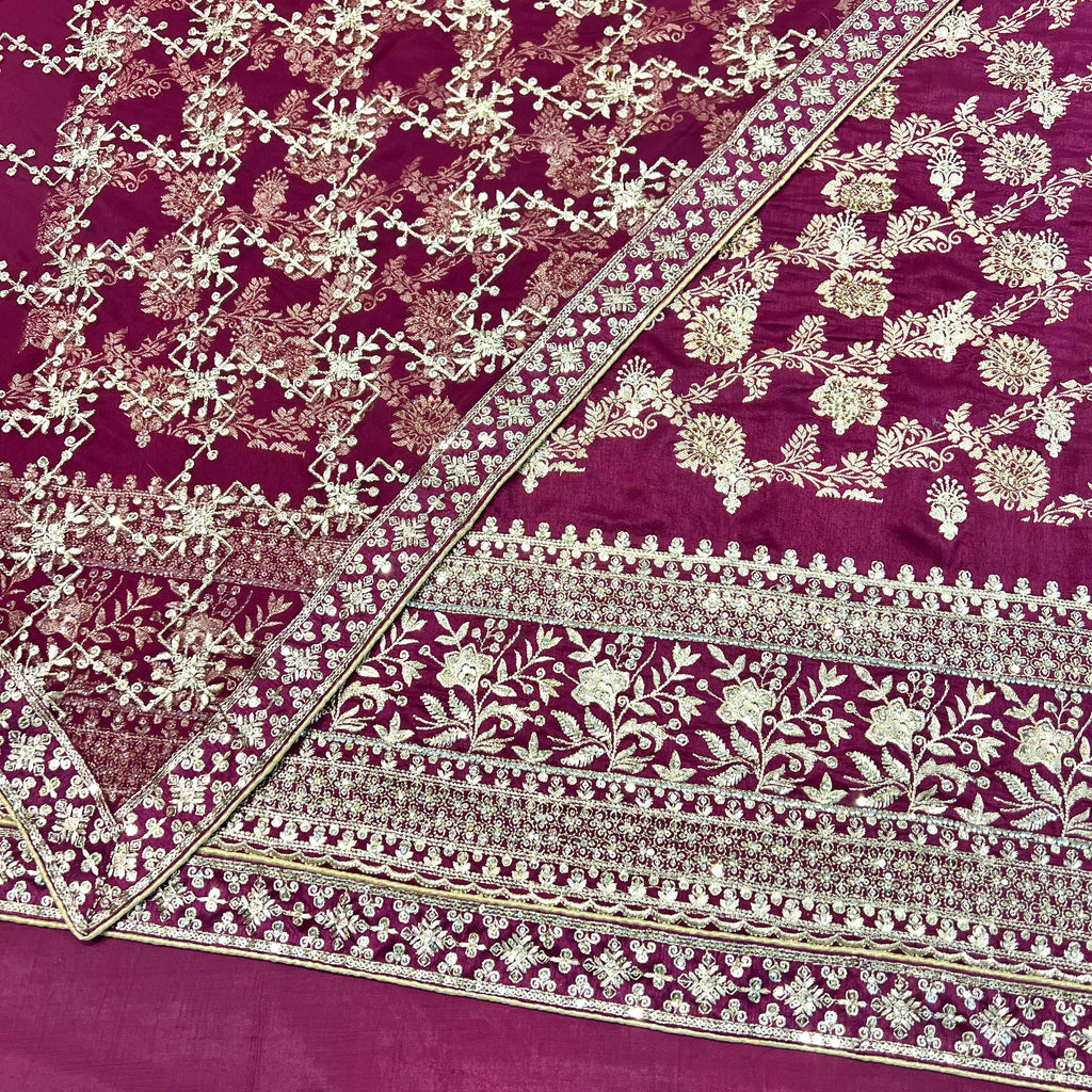 Unstitched Soft Faux Floral Benarsi Silk Suit