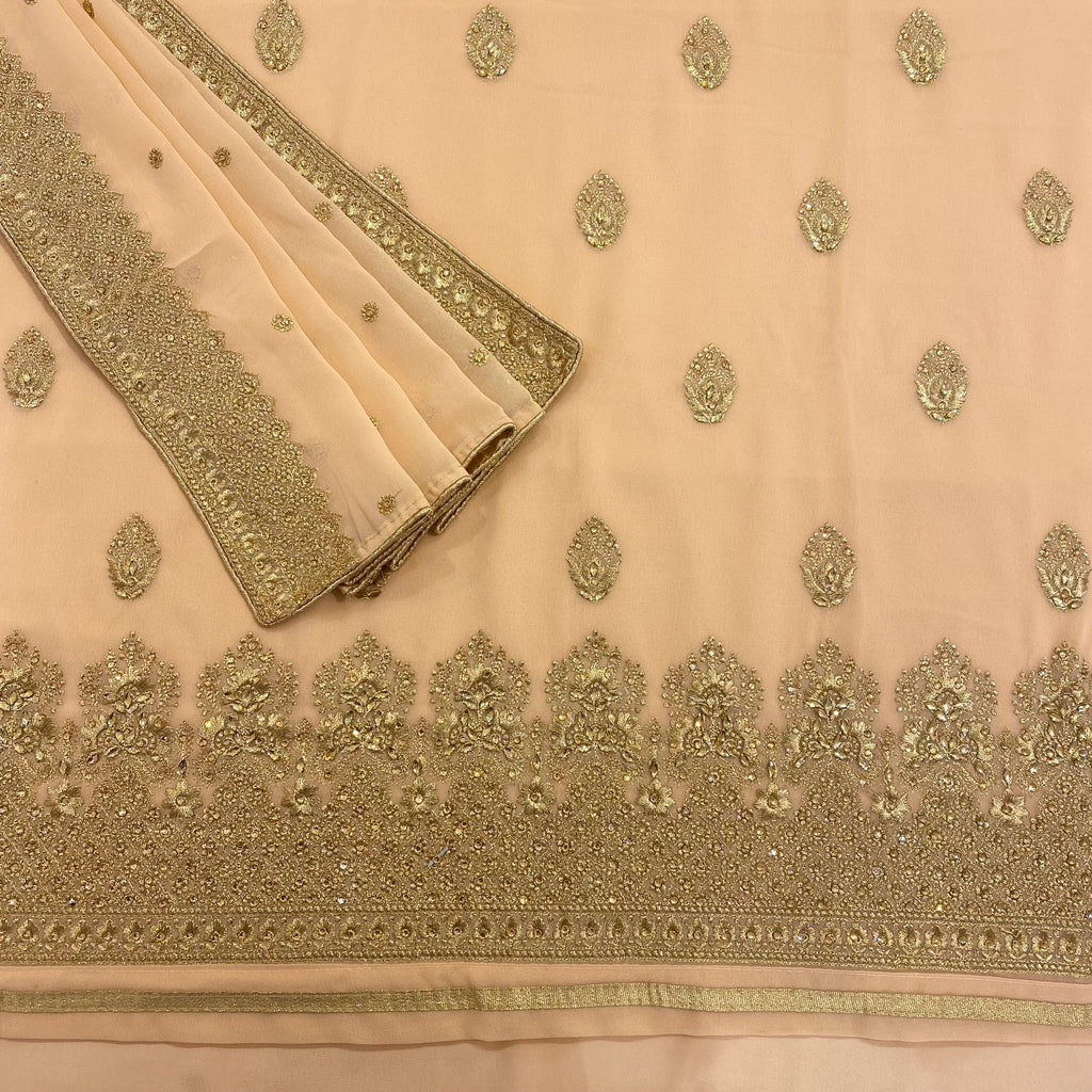 Georgette Suit with Flower Motif Threadwork Embroidery
