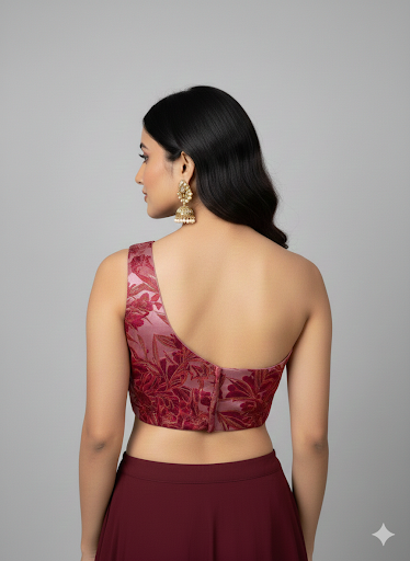 AVAANI | RASPBERRY PINK BROCADE BLOUSE