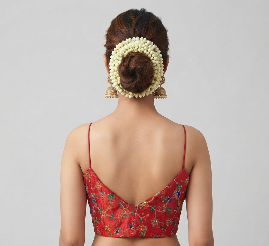 RED | FAUX RAW SILK | BLOUSE