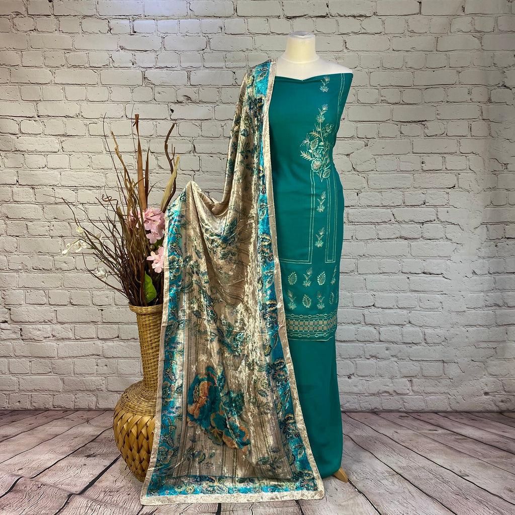 Designer Embroidered Garam Suit