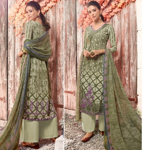 Leafy Georgette Print Suit