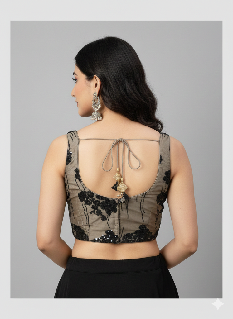 BEIGE|BLACK | NET | BLOUSE