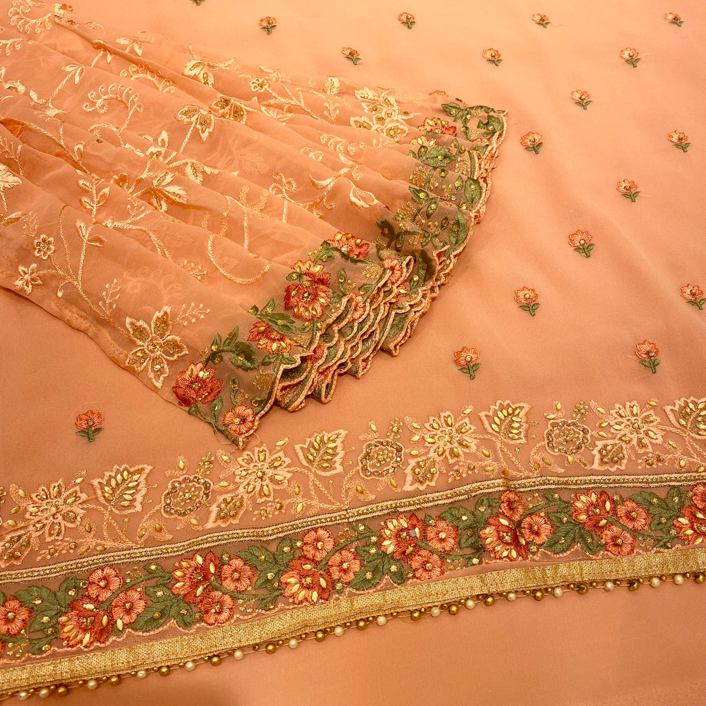 Georgette Suit with Floral Threadwork Embroidery