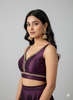 MAYA | PLUM SEQUIN TRIMMED PLAIN SILK BLOUSE