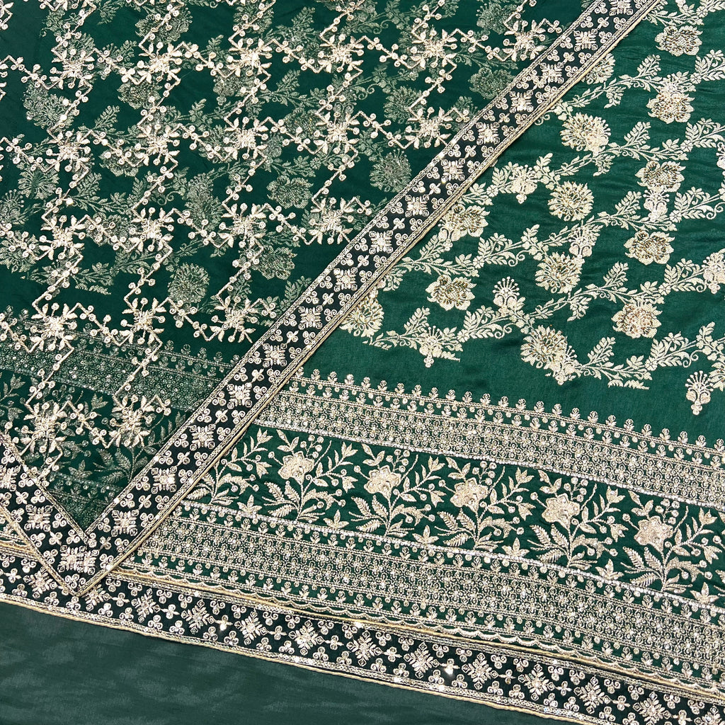 Unstitched Soft Faux Floral Benarsi Silk Suit