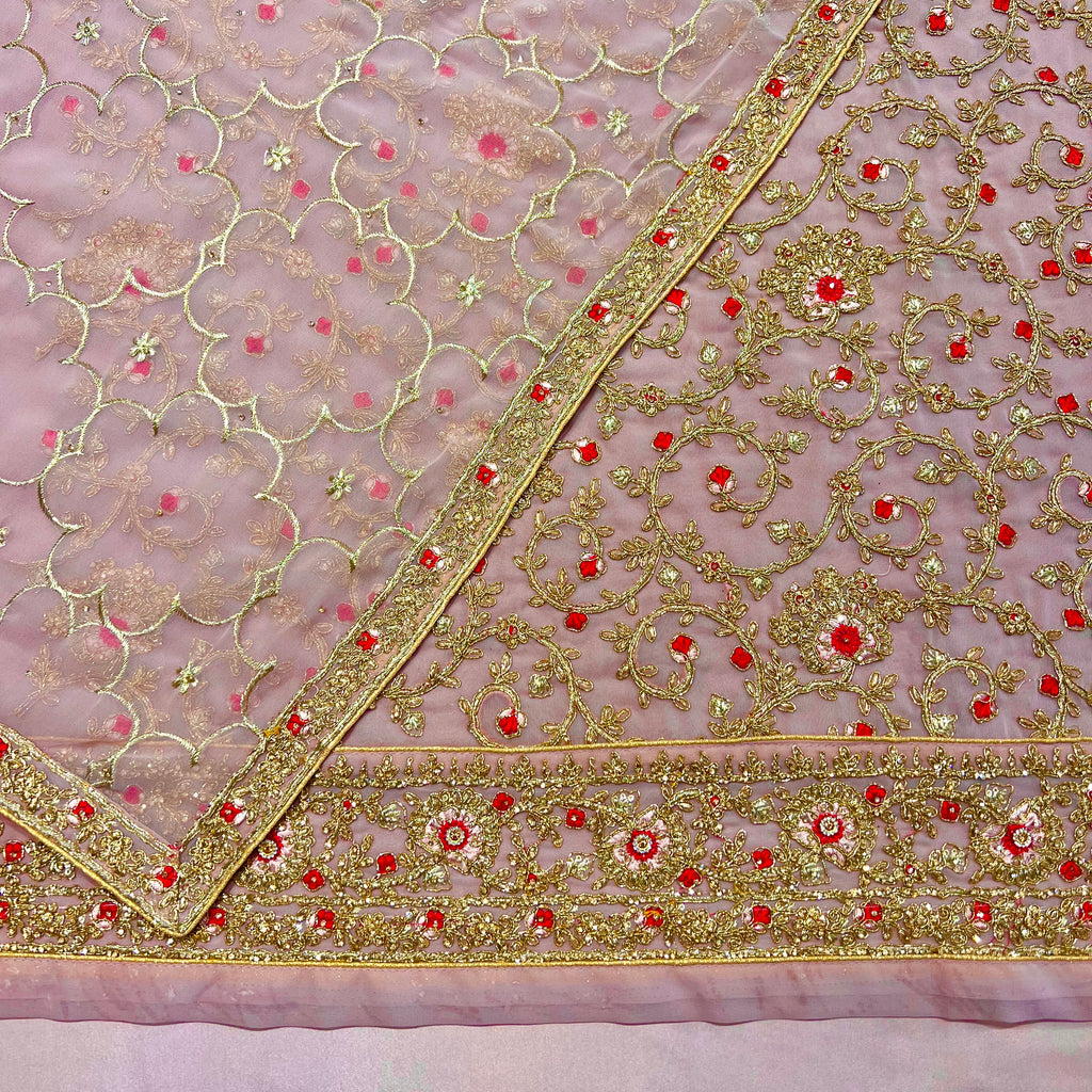 Unstitched Soft Georgette Embroidered Suit