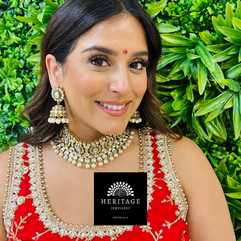 Diamond Cluster Rani Haar Set with 3 Pearl Tiers