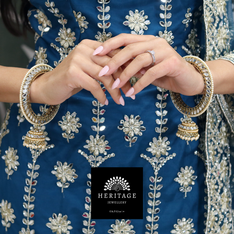 Multi-Coloured Antique Gold Mirror Bangles adorned with Pearls and Chumki