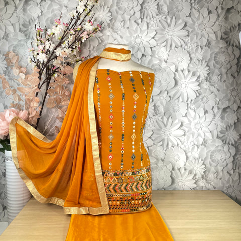 Georgette Suit With Contrast Floral Print Dupatta