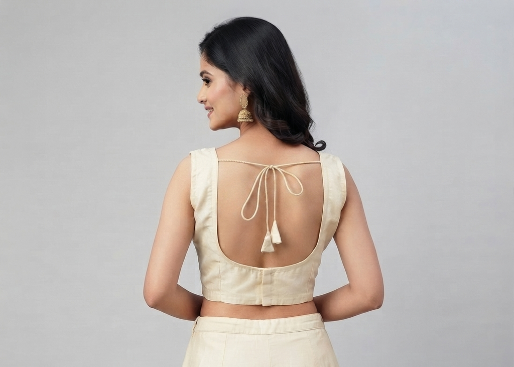 RAAS | CREAMY BEIGE EMBROIDERED LACE BLOUSE