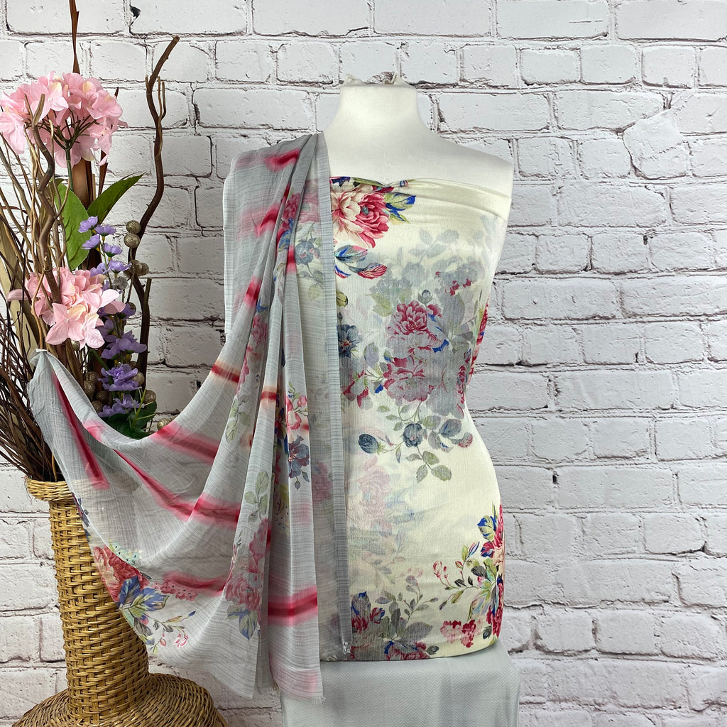 Floral Chinnon Crepe Print Suit