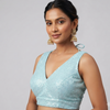 SIENNA | AQUA BLUE SEQUIN BLOUSE