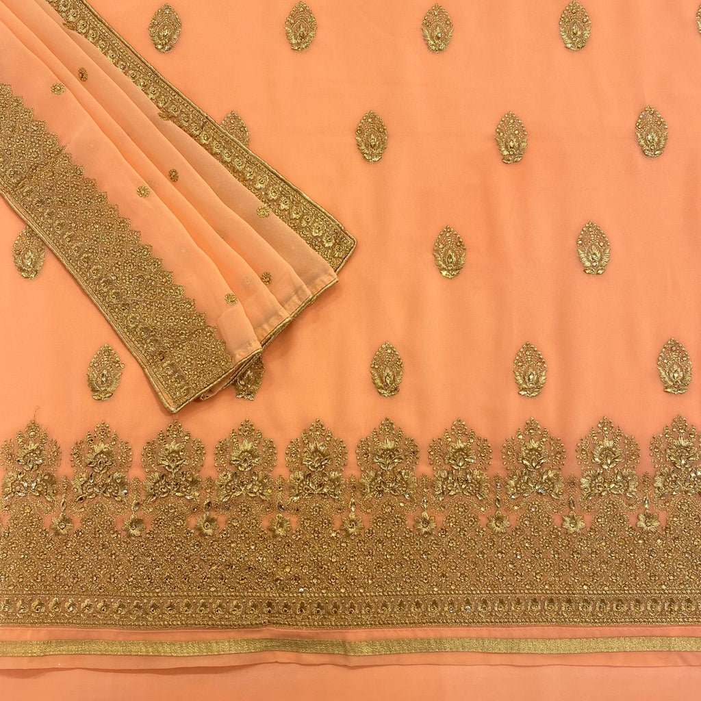Georgette Suit with Flower Motif Threadwork Embroidery