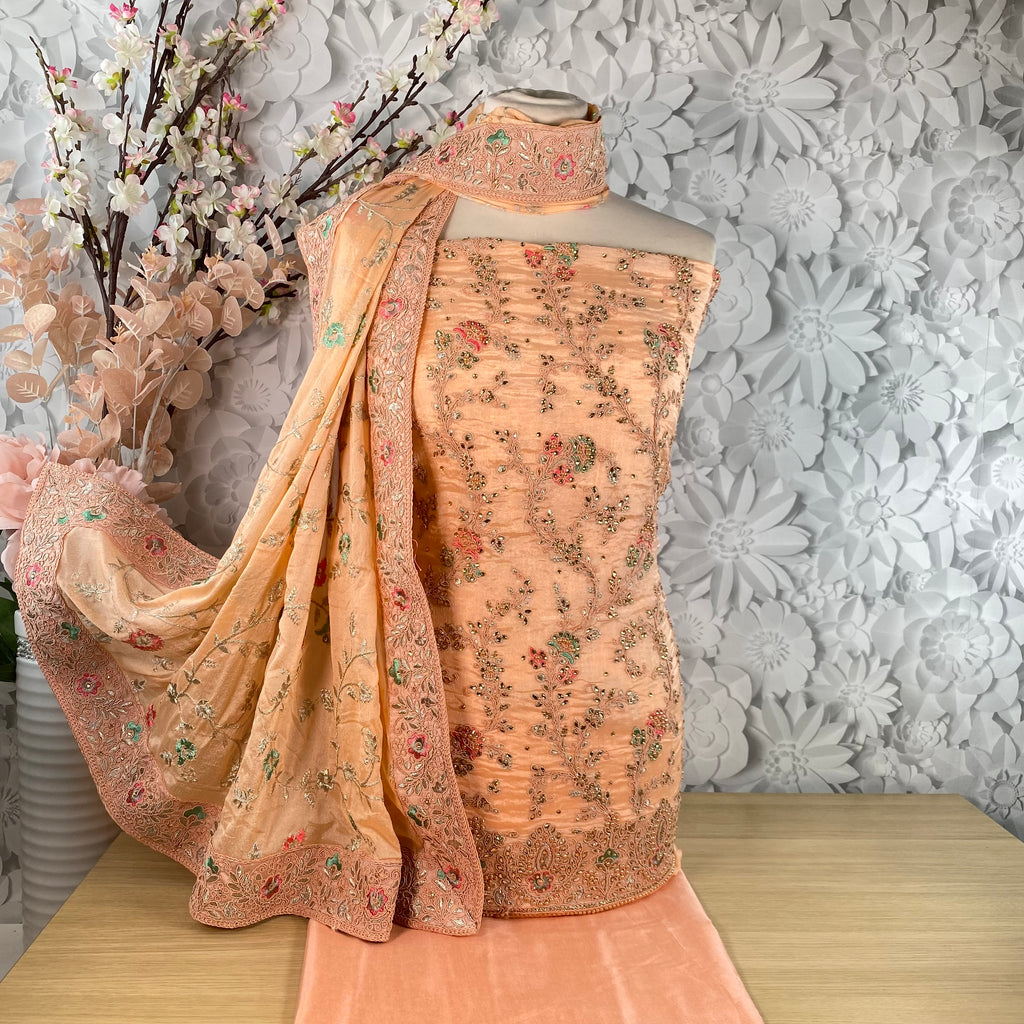 Unstitched Soft Chinnon Silk Suit (A45)