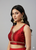 MAYA | MAROON SEQUIN TRIMMED PLAIN SILK BLOUSE