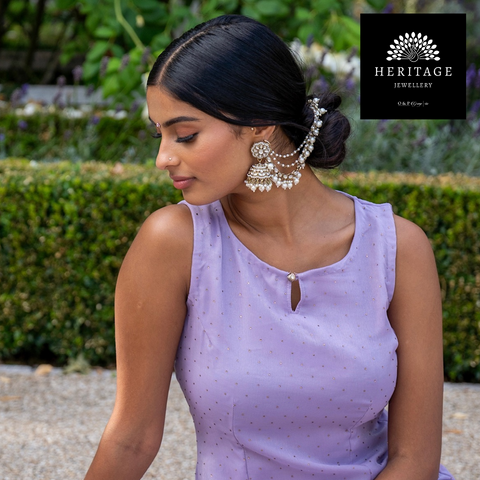 2 Piece Antique Gold Tikka & Earrings Set