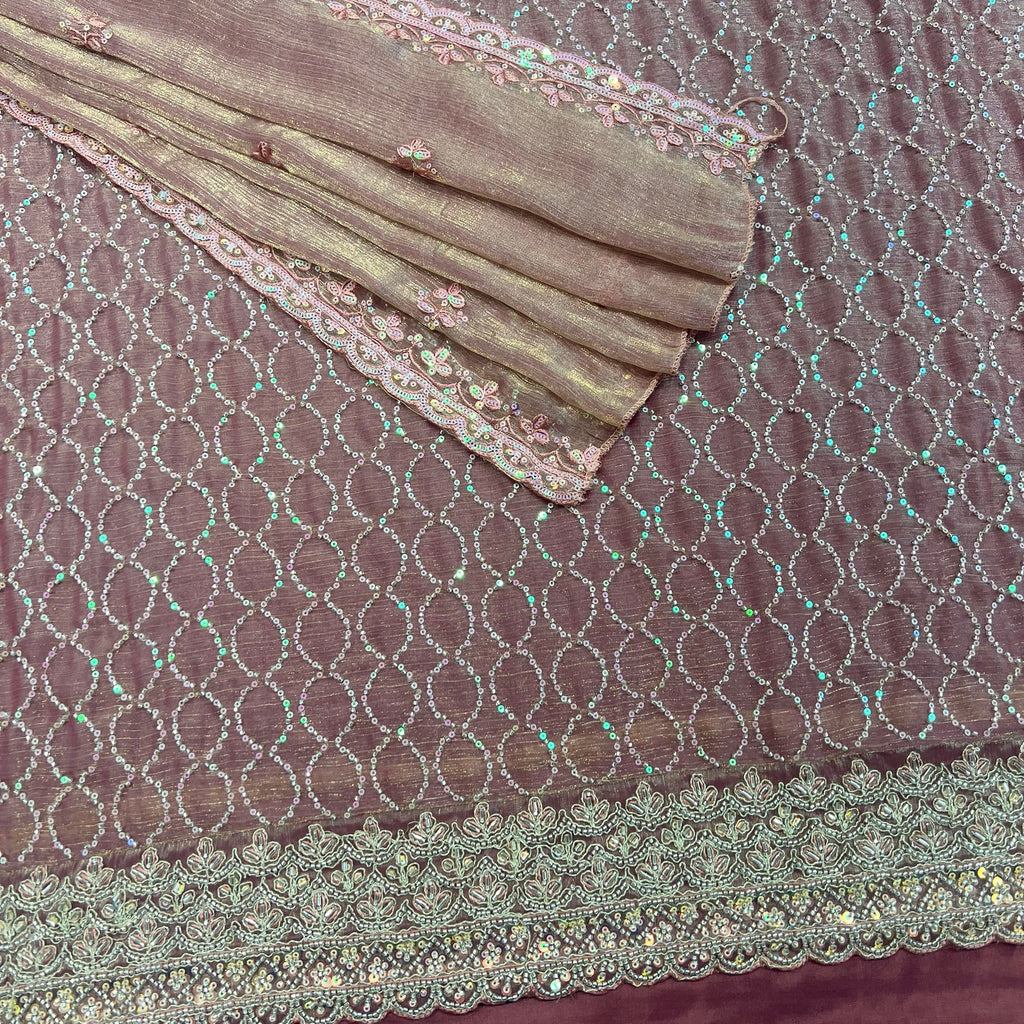 Unstitched Soft Faux Shimmer Silk Suit