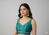MAYA | JADE SEQUIN TRIMMED PLAIN SILK BLOUSE