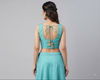 ALIA | AQUA BLUE TAFFETA SILK BLOUSE