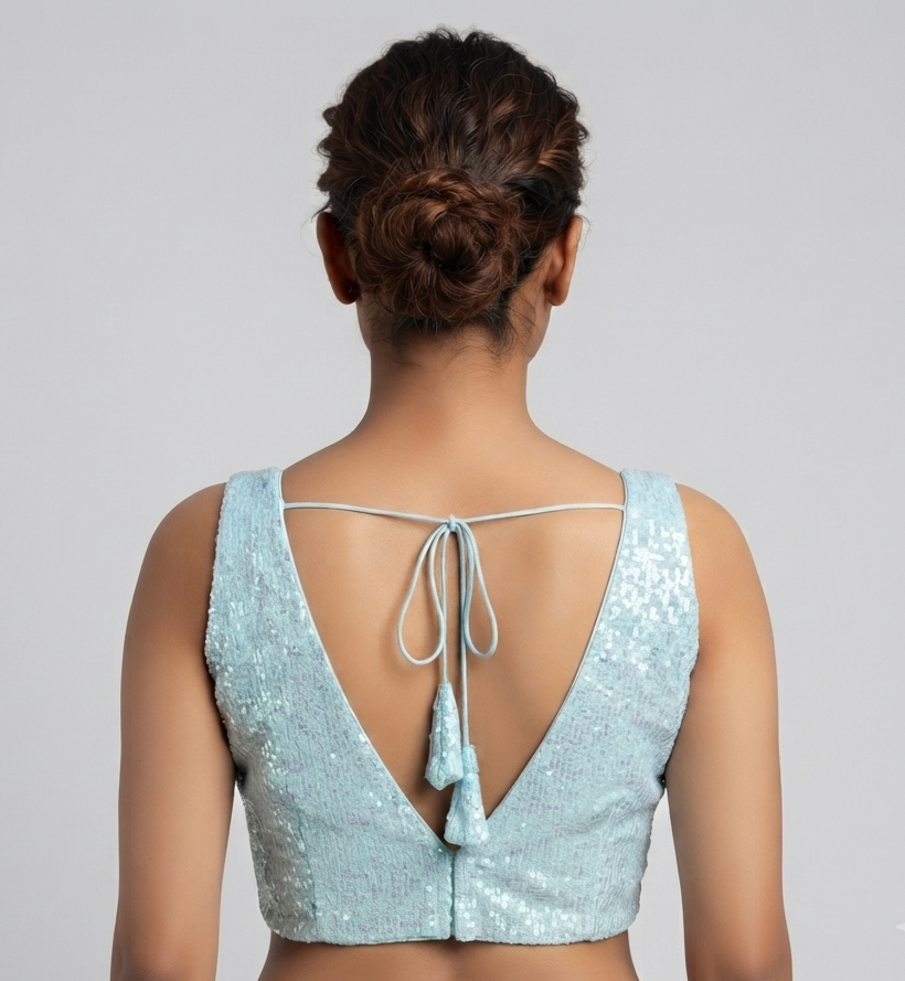 SIENNA | AQUA BLUE SEQUIN BLOUSE