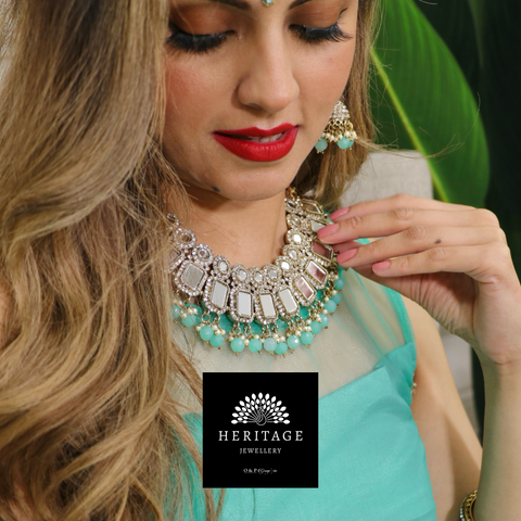 2 Piece Antique Gold Tikka & Earrings Set