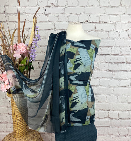 Leafy Georgette Print Suit